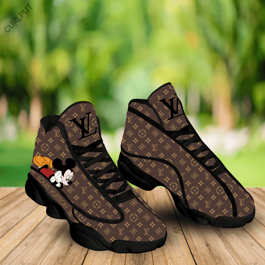 Luxury Louis Vuitton Black White Air Jordan 13 POD design Official - S02