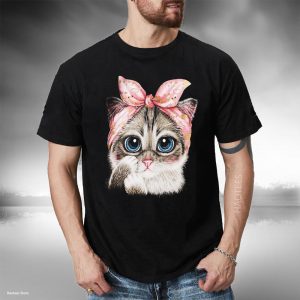 Cute cat wearing a pink bow T-Shirt