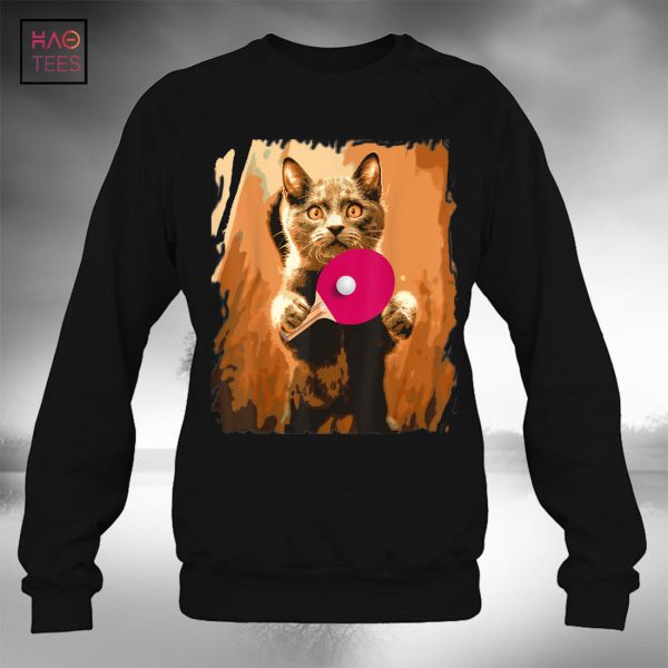 The ping pong cat has a pink racket T-Shirt