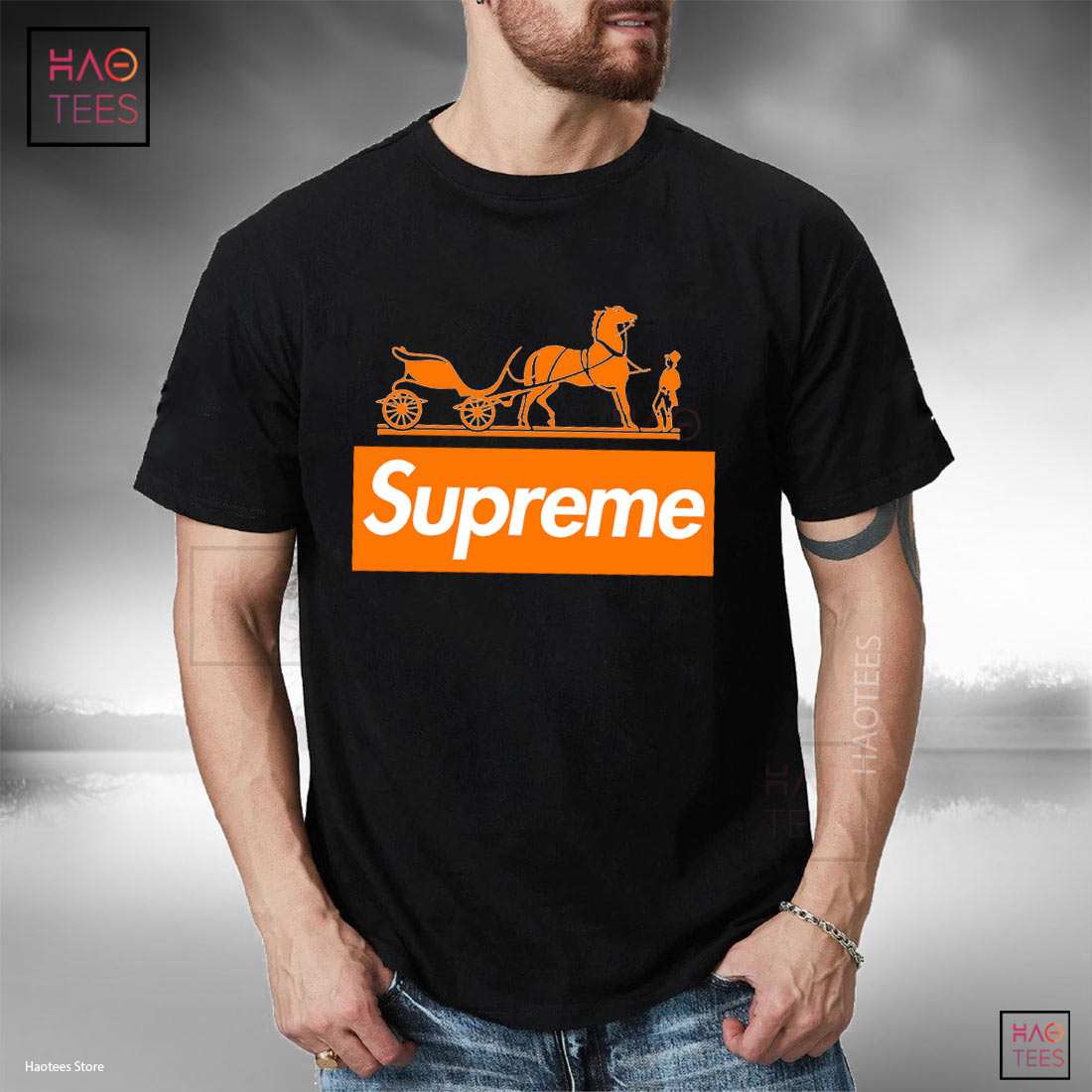 Hermes Horse Sitting On Supreme T-shirt Classic