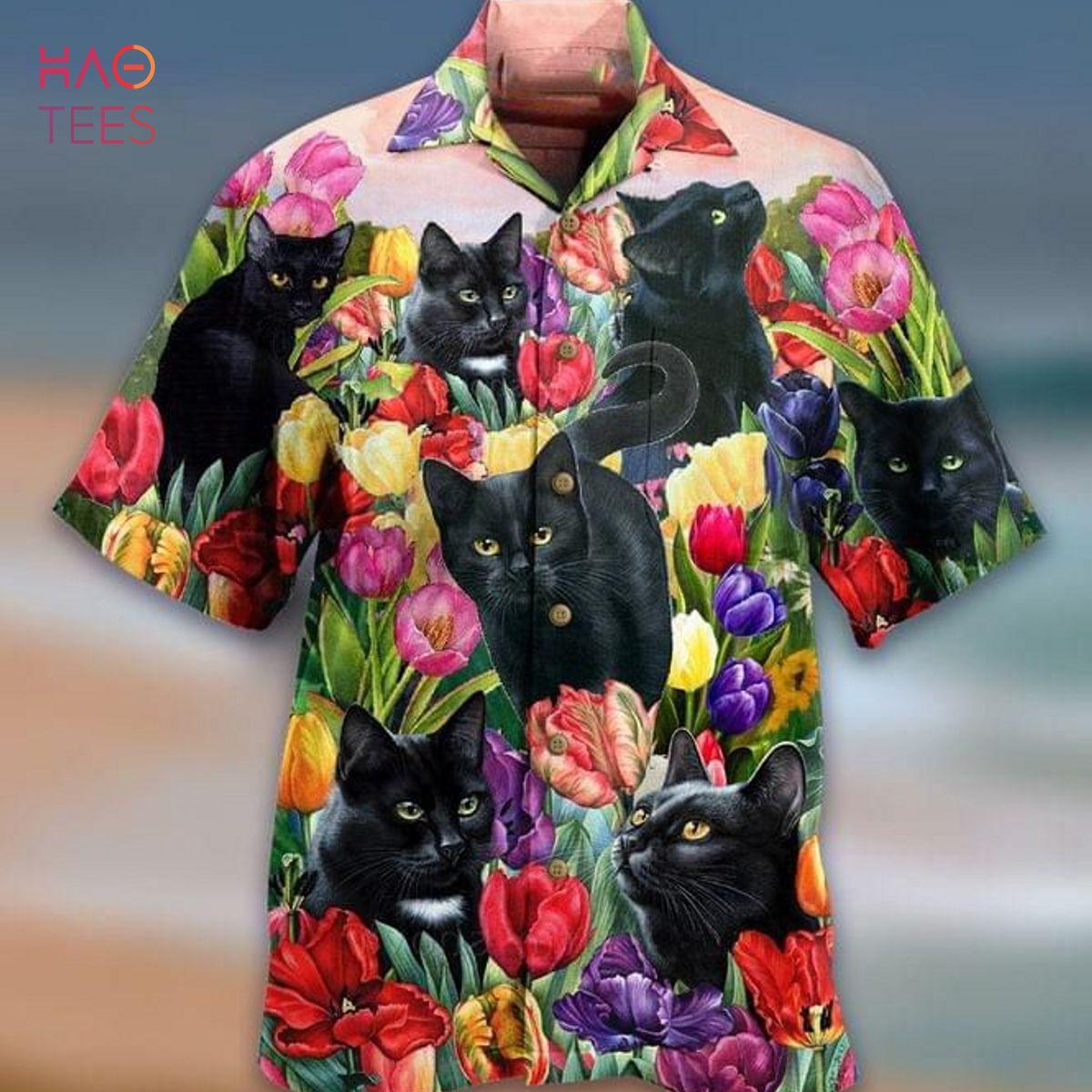 Hawaiian Aloha Shirt For Women,Tropical Black Cat Hawaii Shirt