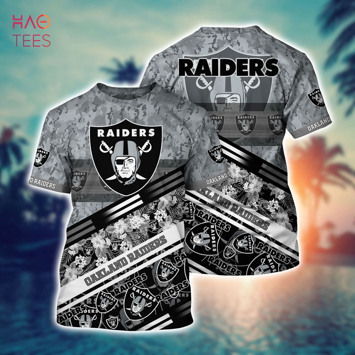 Oakland Raiders NFL Half Tone Texture Style Short Sleeves Hawaiian