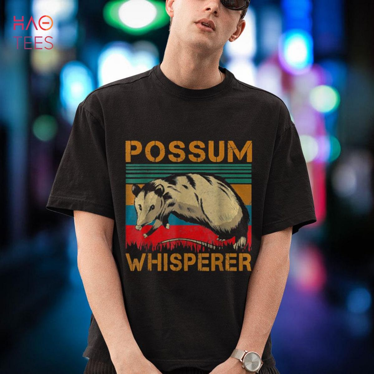 LookHUMAN Not Today Predators Opossum Black Mens/Unisex Cotton T-Shirt - Size X-Large