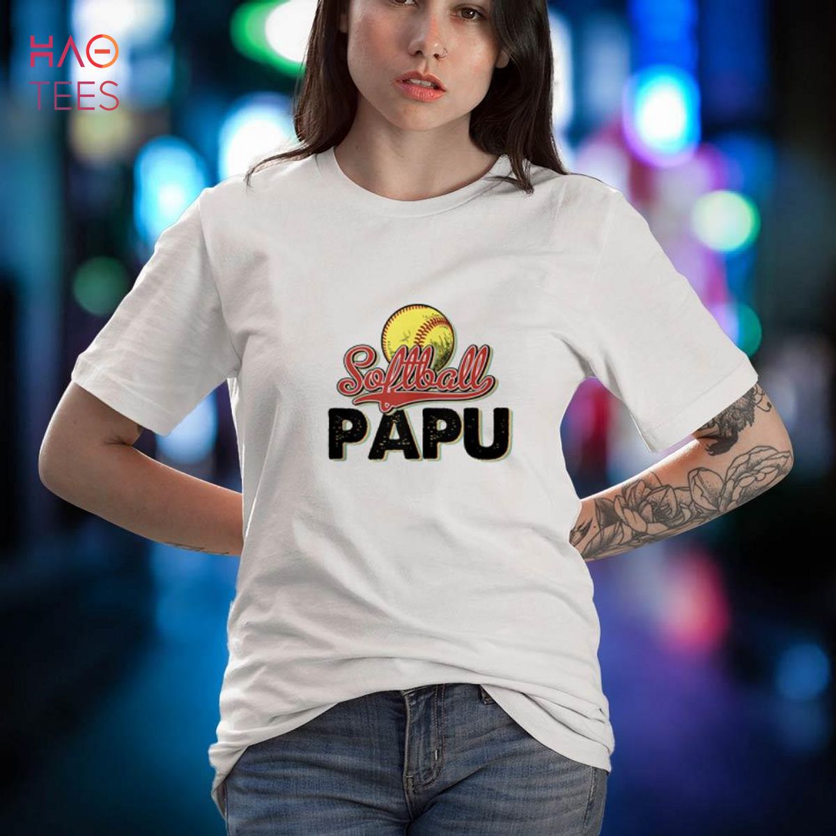Softball Papu Retro Vintage Father’s Day Game Day Shirt
