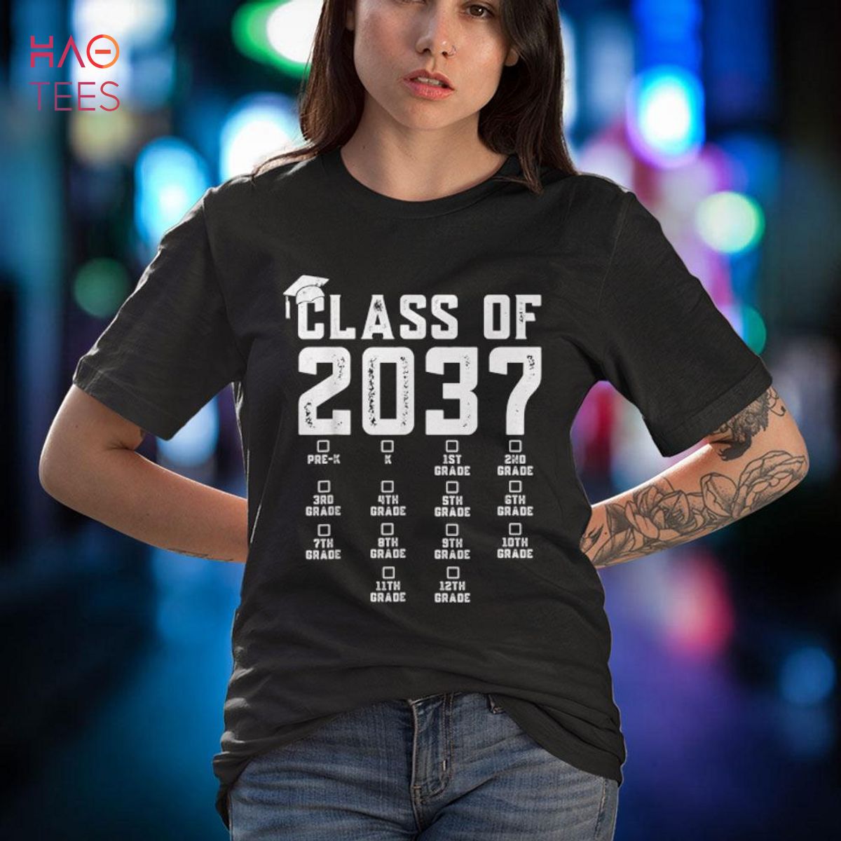 Class Of 2037 Grow With Me Graduation First Day Of School Shirt