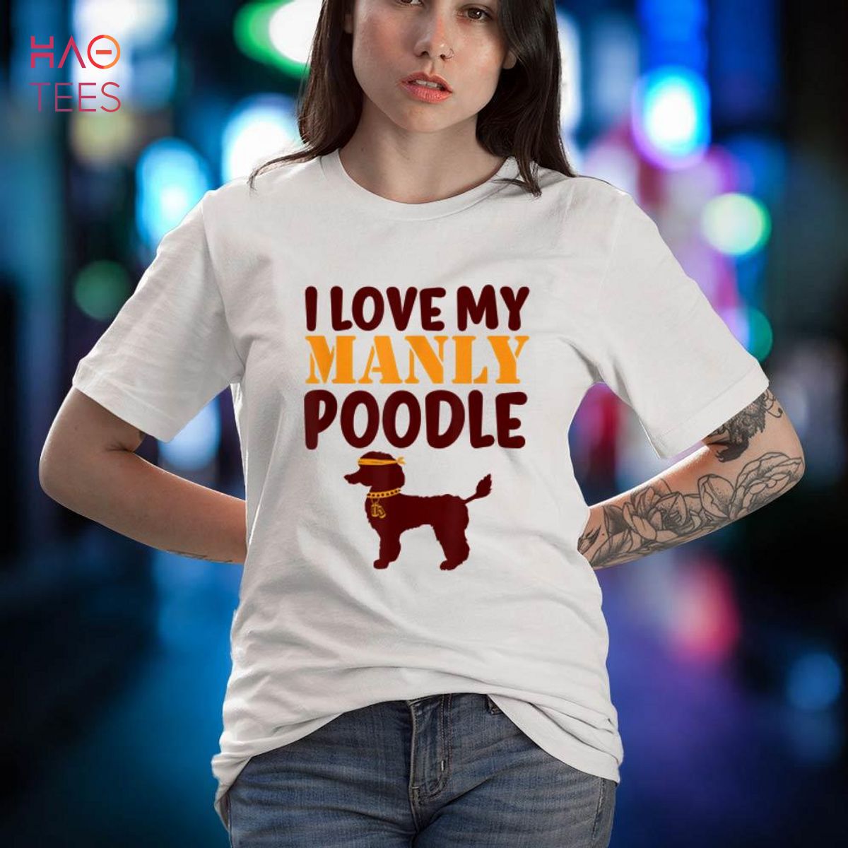 Poodle Canine Pet Funny Boy Dog Manly Gender Reveal Cute Shirt