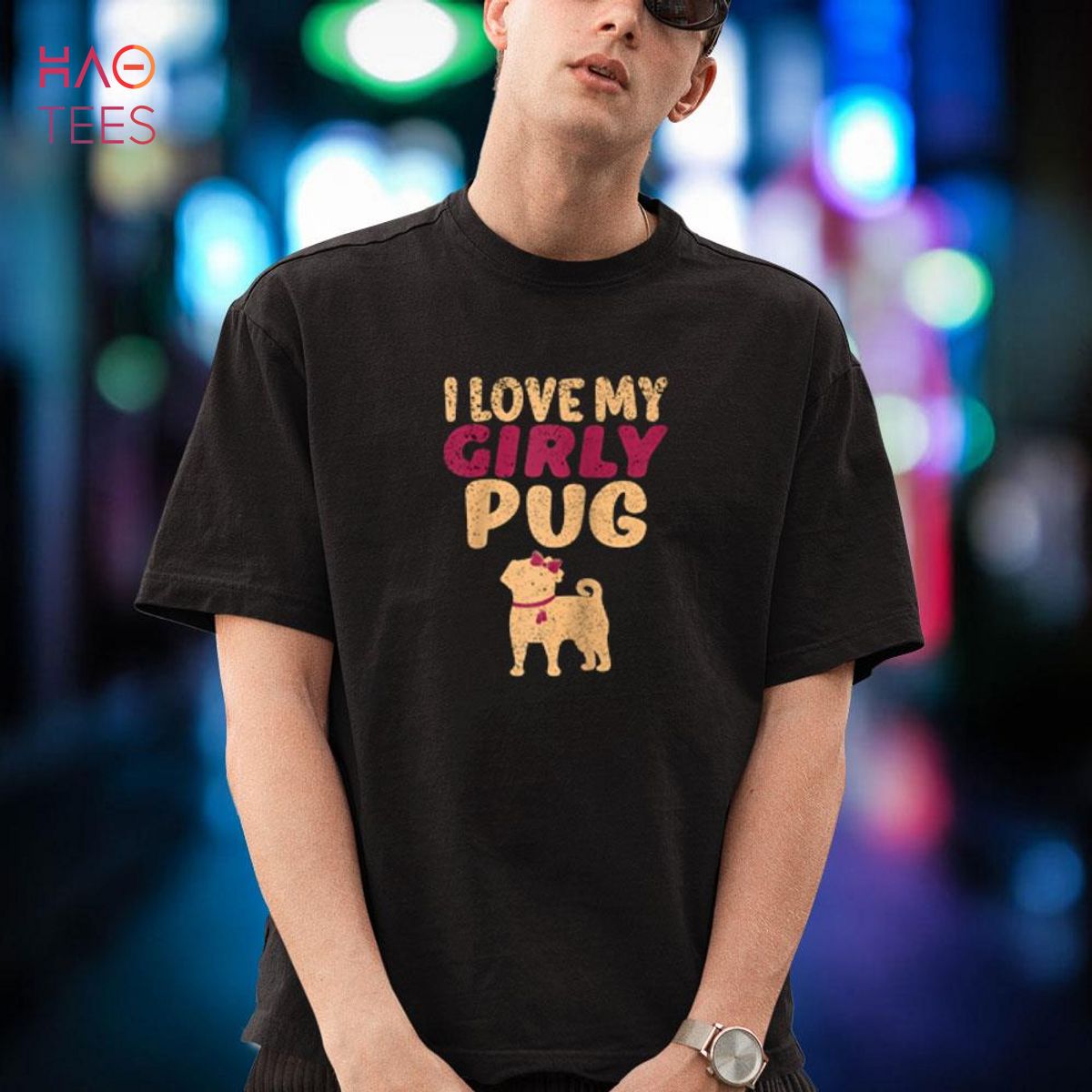Pug Canine Pet Funny Girl Dog Girly Gender Reveal Cute Raglan Baseball Shirt