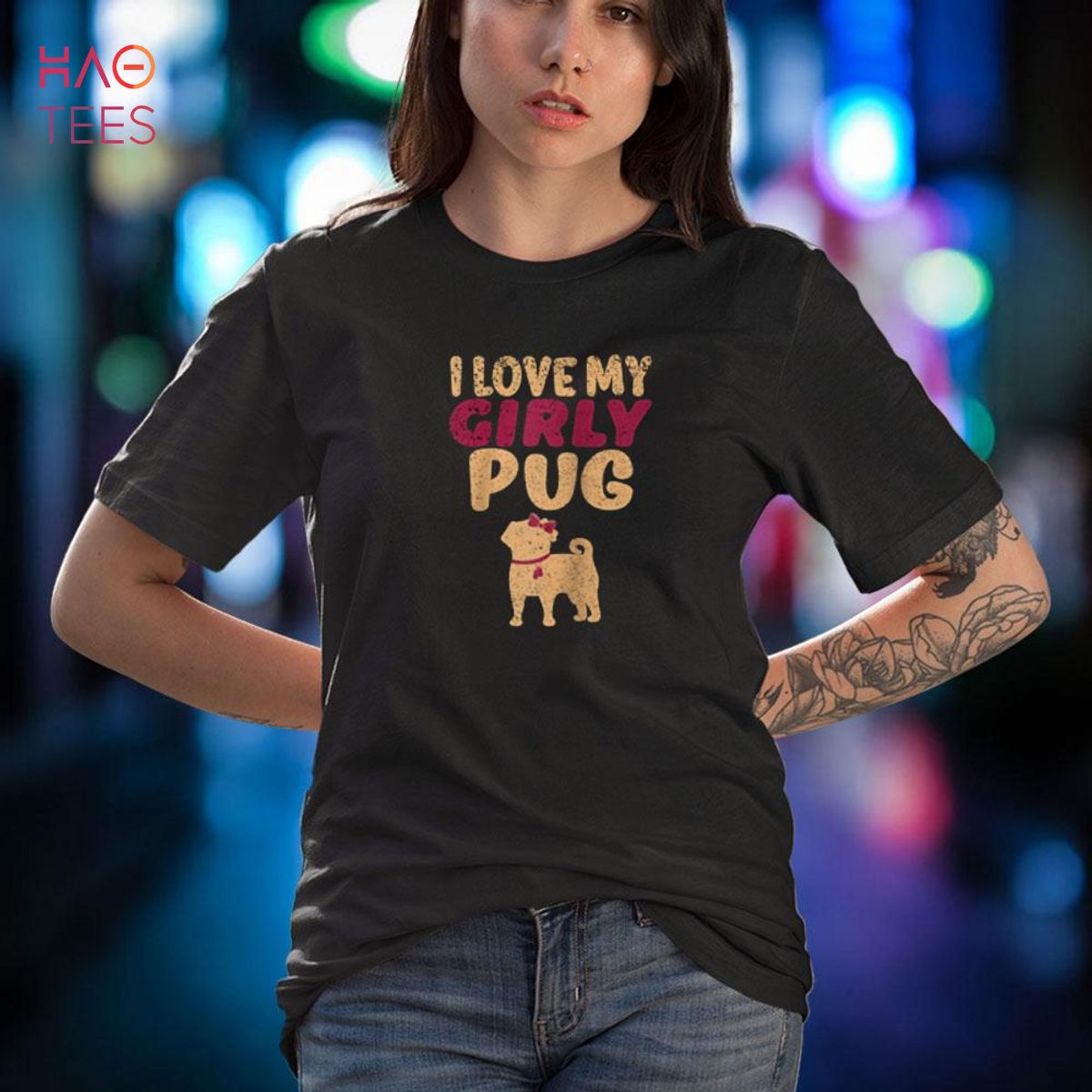 Pug Canine Pet Funny Girl Dog Girly Gender Reveal Cute Raglan Baseball Shirt