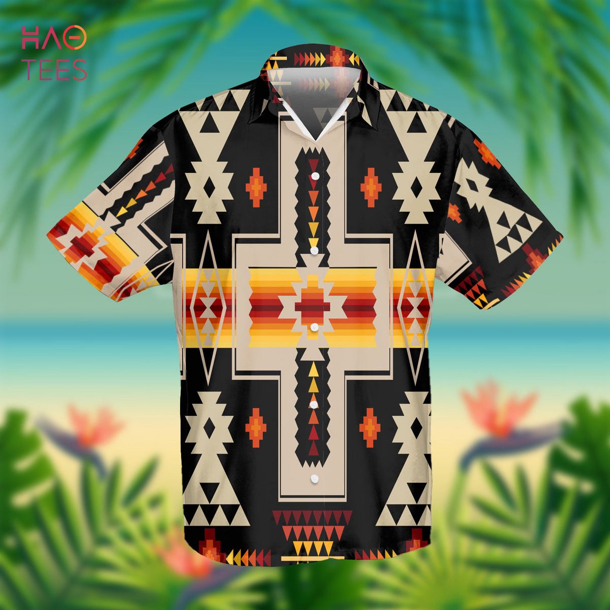 Black Tribe Design Native American Hawaiian Shirt 3D