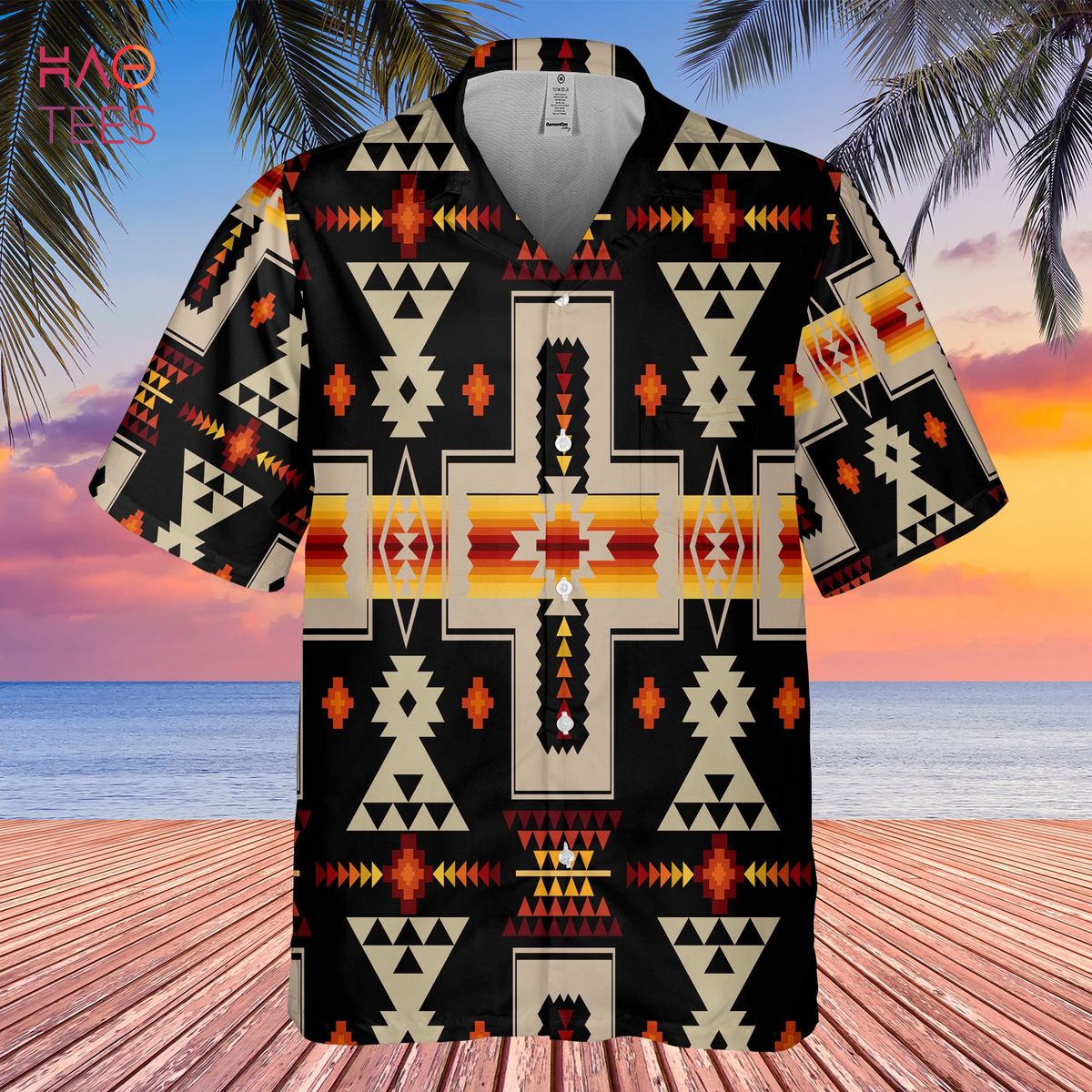 Black Tribe Design Native American Polo T-Shirt 3D