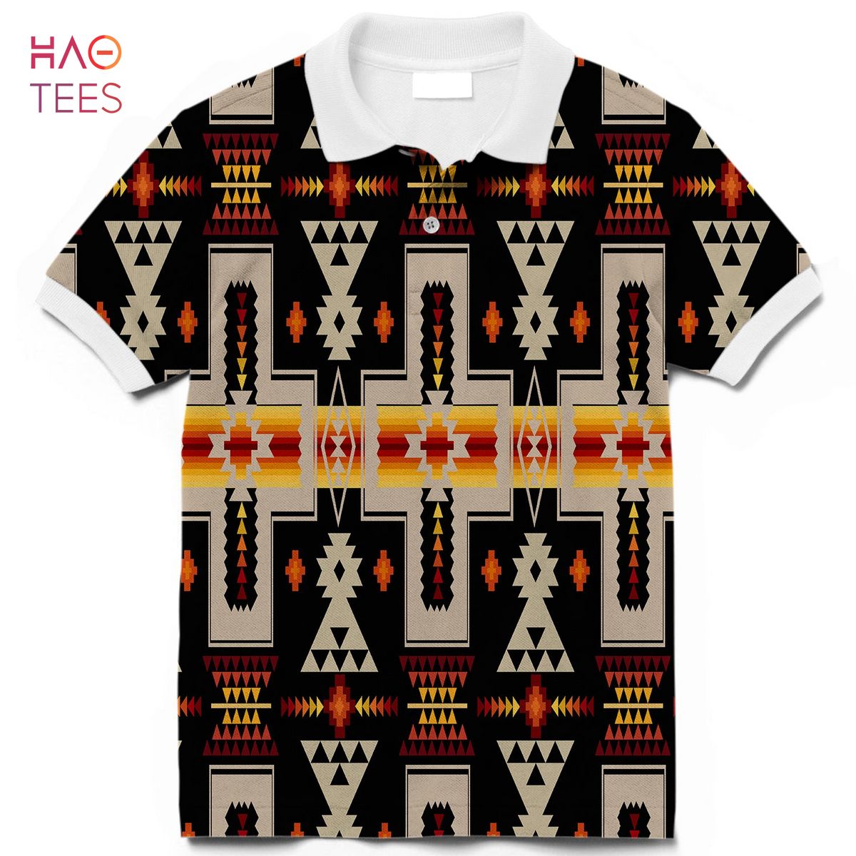 Black Tribe Design Native American Polo T-Shirt 3D