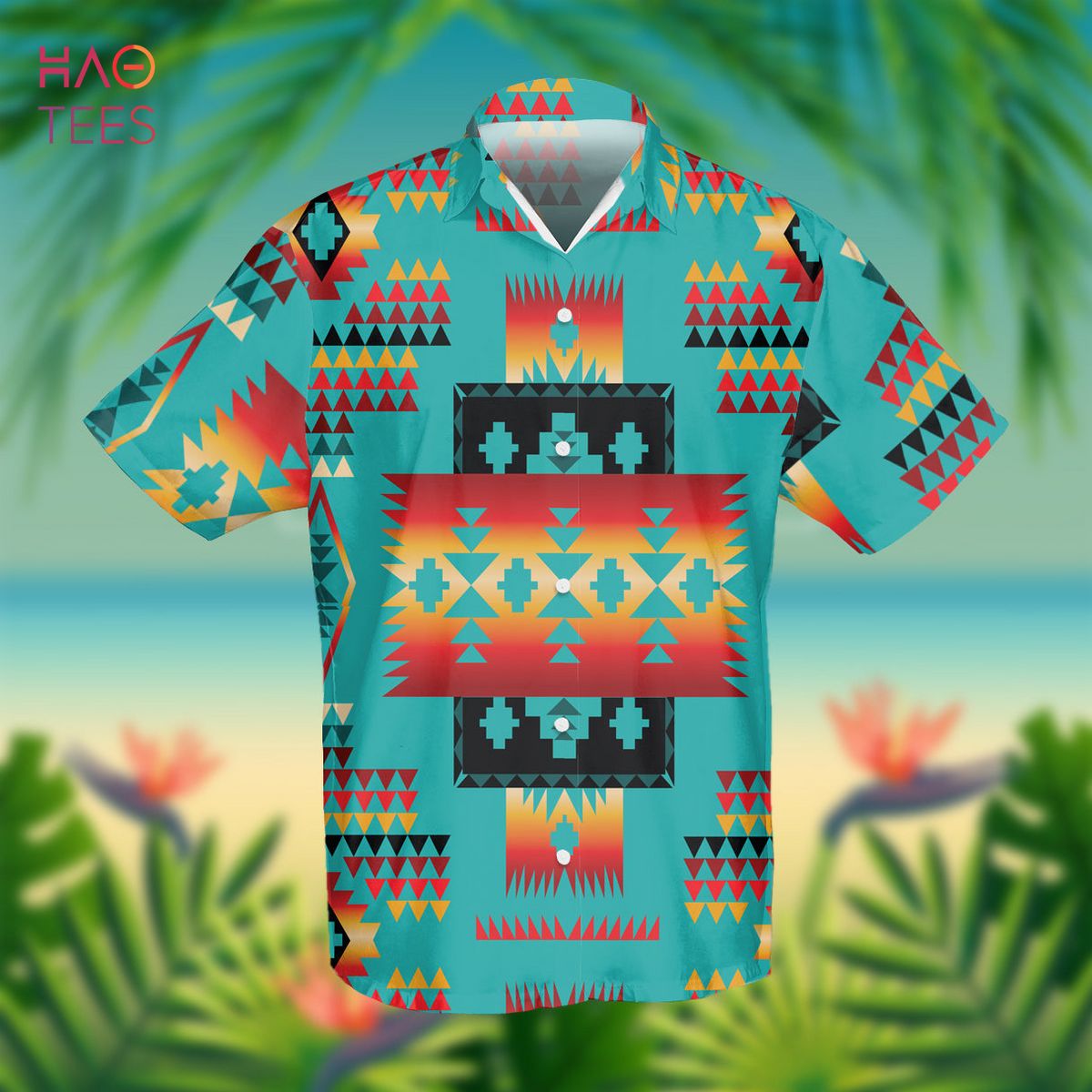 Blue Native Tribes Pattern Native American Hawaiian Shirt 3D