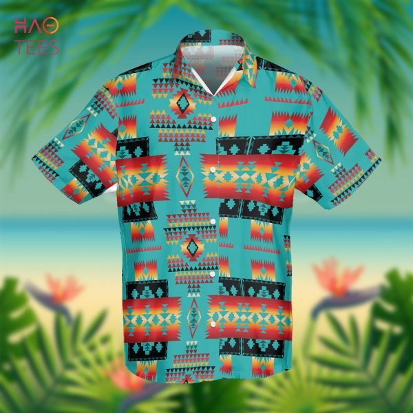 HOT Blue Native Tribes Pattern Native American Hawaiian Shirt 3D