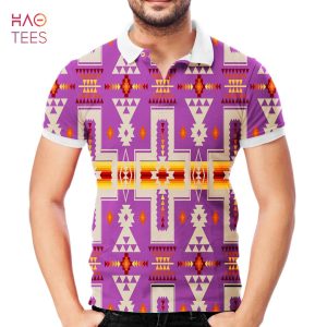 Light Purple Tribe Design Native American Polo Hawaii 3D
