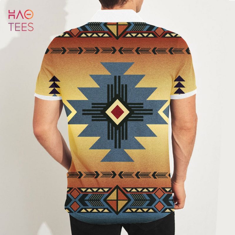 Southwest Blue Symbol Native American Polo T-Shirt 3D