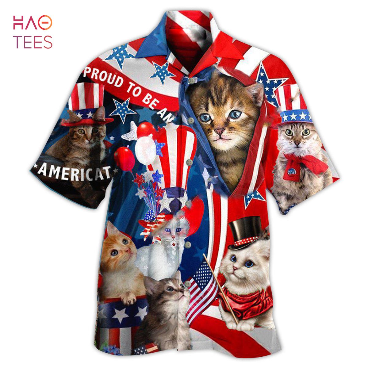 America Proud To Be An Cat Edition Hawaiian Shirt