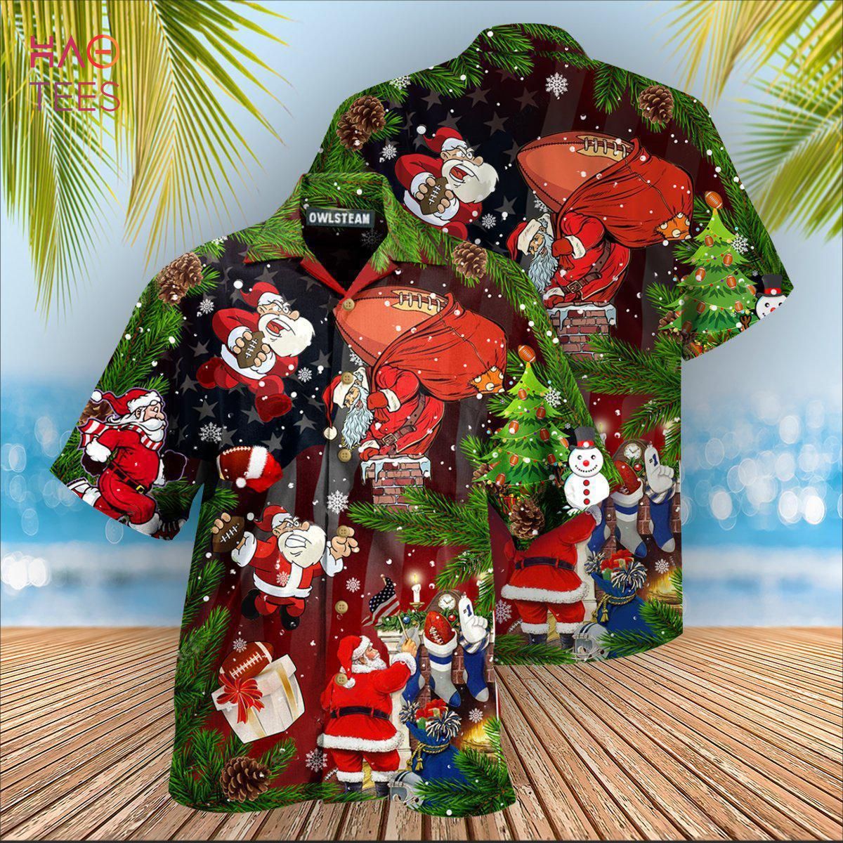 Christmas Santa Claus Is Big Fan Of American Football Edition Hawaiian