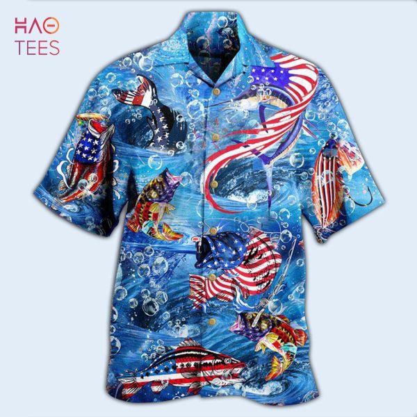 Fishing Hard America Edition Hawaiian Shirt