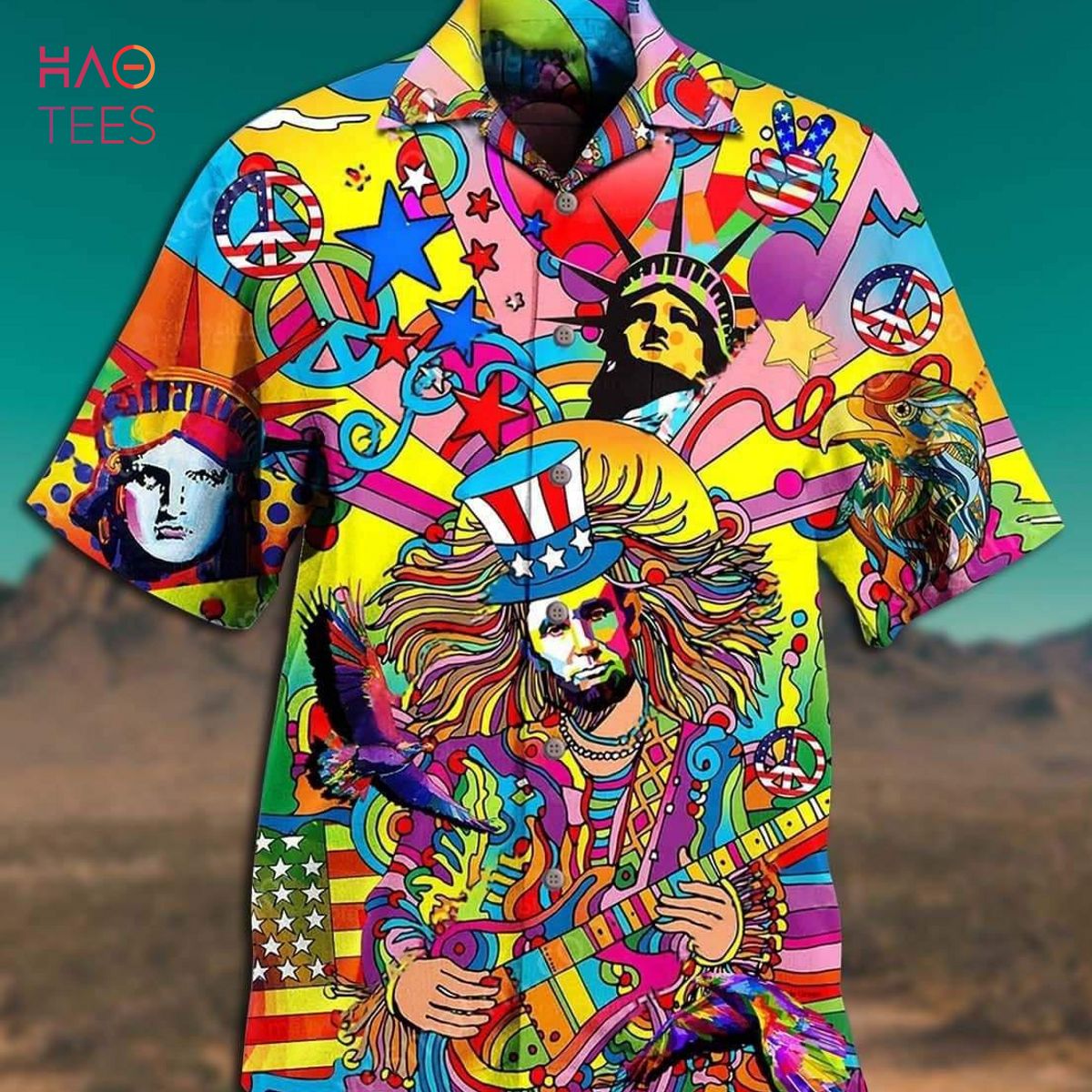 Hippie America Fullcolor Peace Limited Hawaiian Shirt