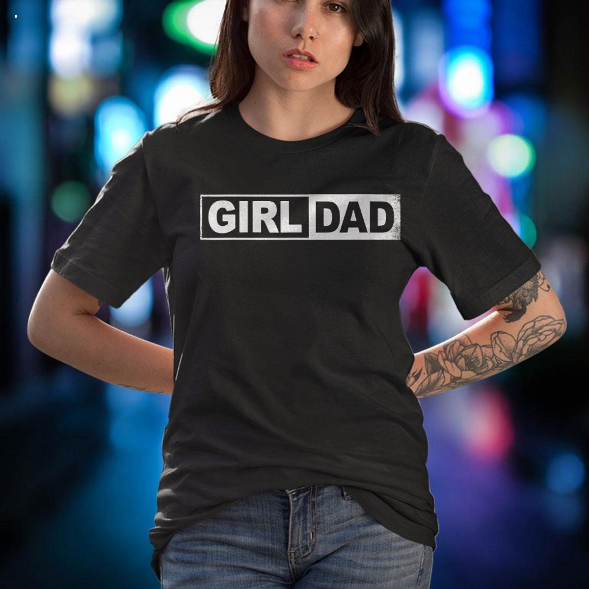 Girl Dad For Men Vintage Proud Dad Of A Girl Daughter Father Shirt
