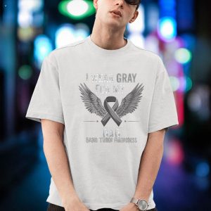 I Wear Gray For My Dad Brain Tumor Cancer Awareness Ribbon Shirt