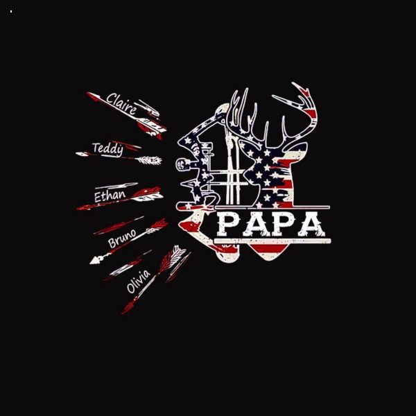 Papa Bow Hunting USA Flag Shirt