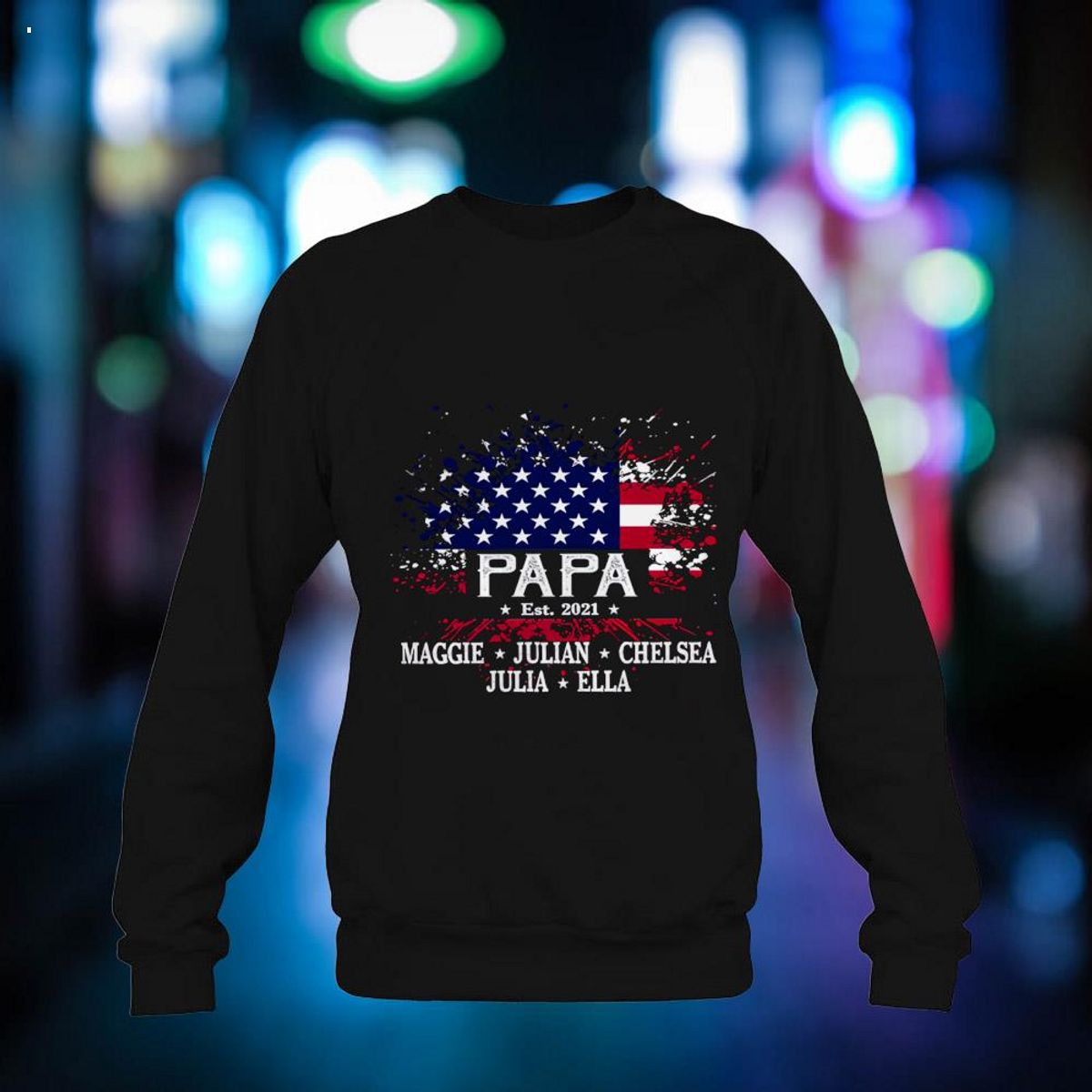 Papa Est, Independence Day, Gift From Children To Grandpa T-Shirt With Grandpa And Kid's Nickname Shirt