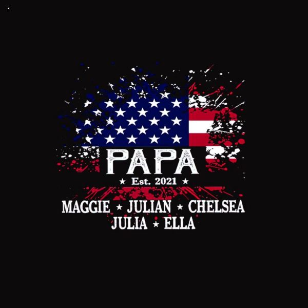 Papa Est, Independence Day, Gift From Children To Grandpa T-Shirt With Grandpa And Kid’s Nickname Shirt