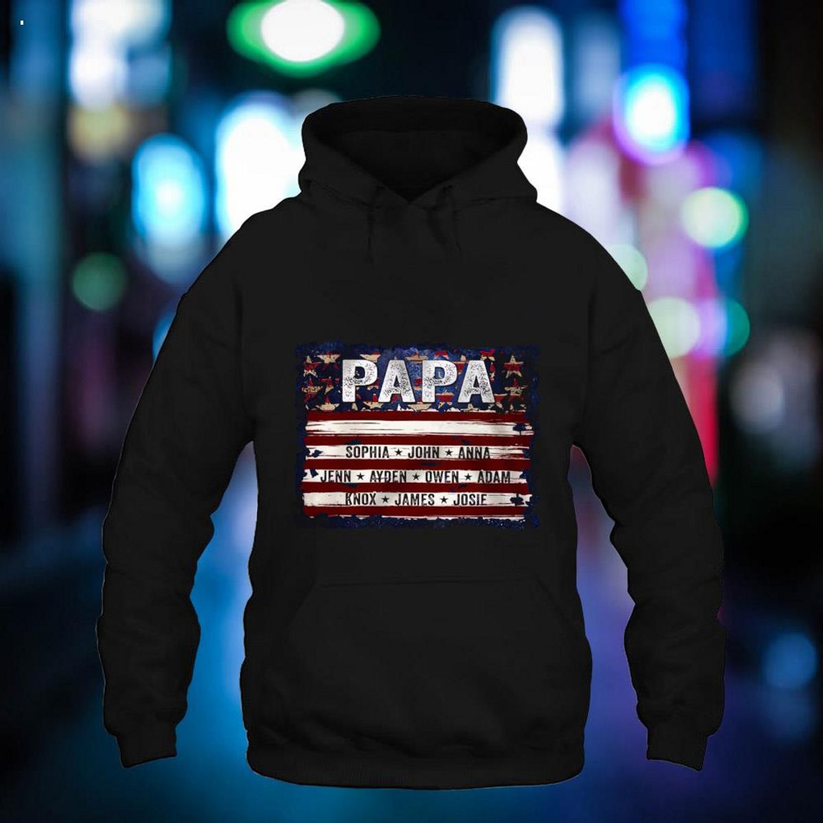 Personalized Papa Flag With Grandkids, Father's Day Shirt