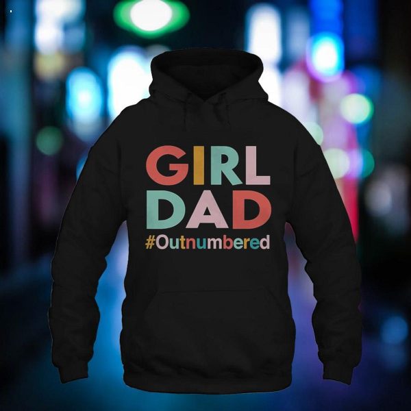 Retro Vintage Girl Dad Outnumbered Funny Fathers Day Shirt