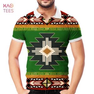 Southwest Green Symbol Native American Polo T-Shirt 3D