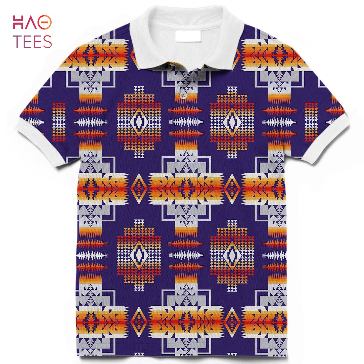 Purple Pattern Native American Polo T-Shirt 3D