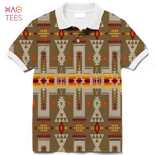 Light Brown Tribe Design Native American Polo T-Shirt 3D