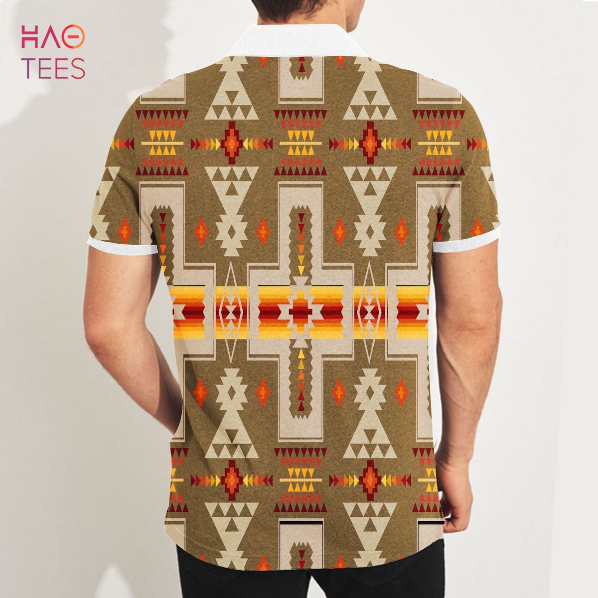 Light Brown Tribe Design Native American Polo T-Shirt 3D