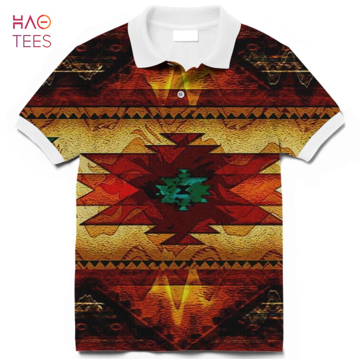 United Tribes Brown Design Native American Polo T-Shirt 3D