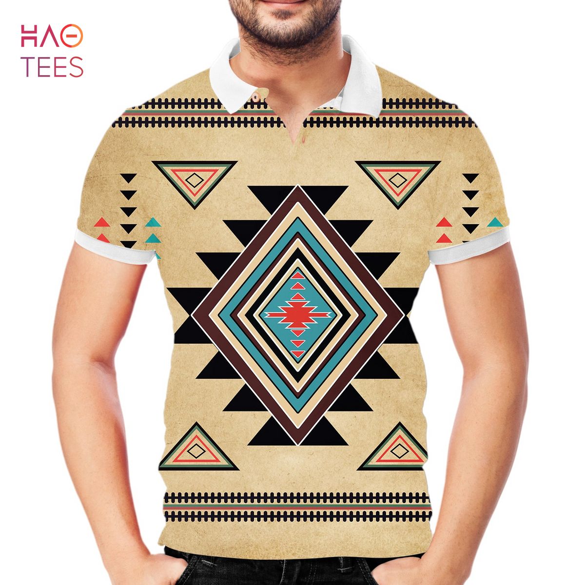 Traditional Tribal Pattern Native American Hawaiian Shirt, Ethnic