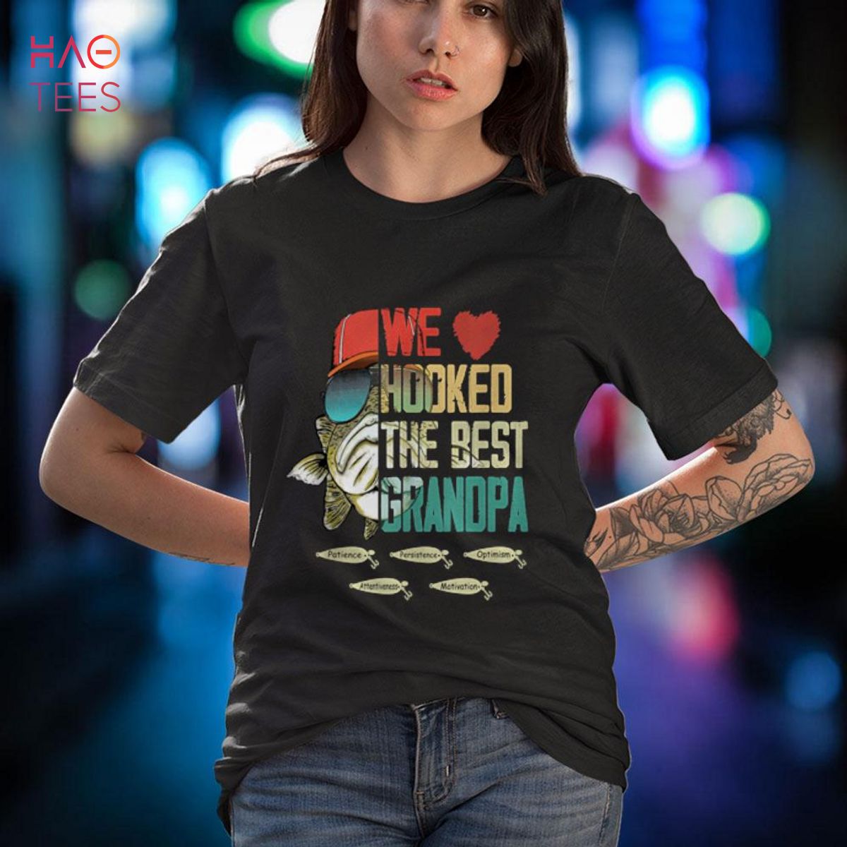 Retro We Love Hooked The Best Grandpa Fisherman Father's Day Shirt