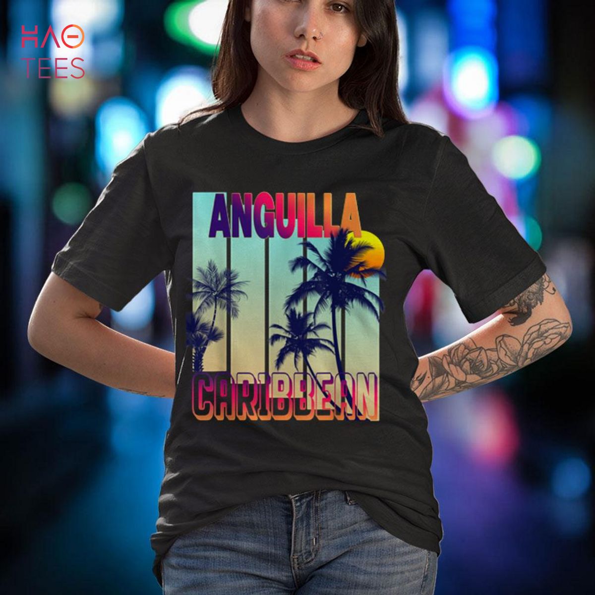 Anguilla Retro Vintage Style Palm Tree Shirt Anguilla Retro Vintage Style Palm Tree Shirt