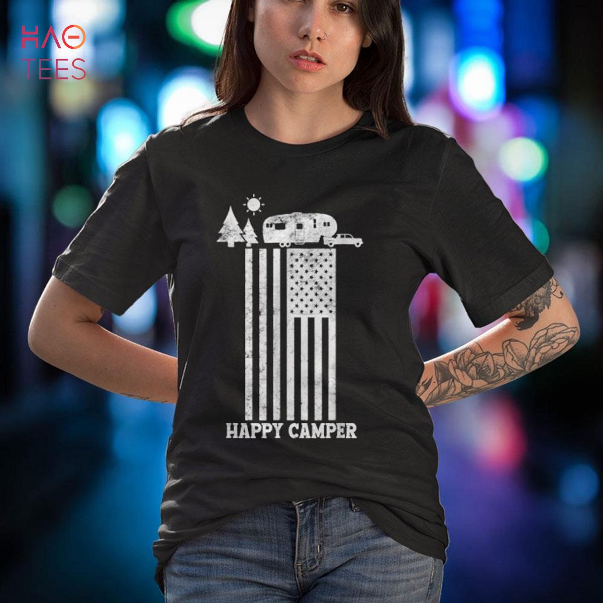 Happy Camper American Flag Camping Lover Men & Women Happy Camper American Flag Camping Lover Men & Women