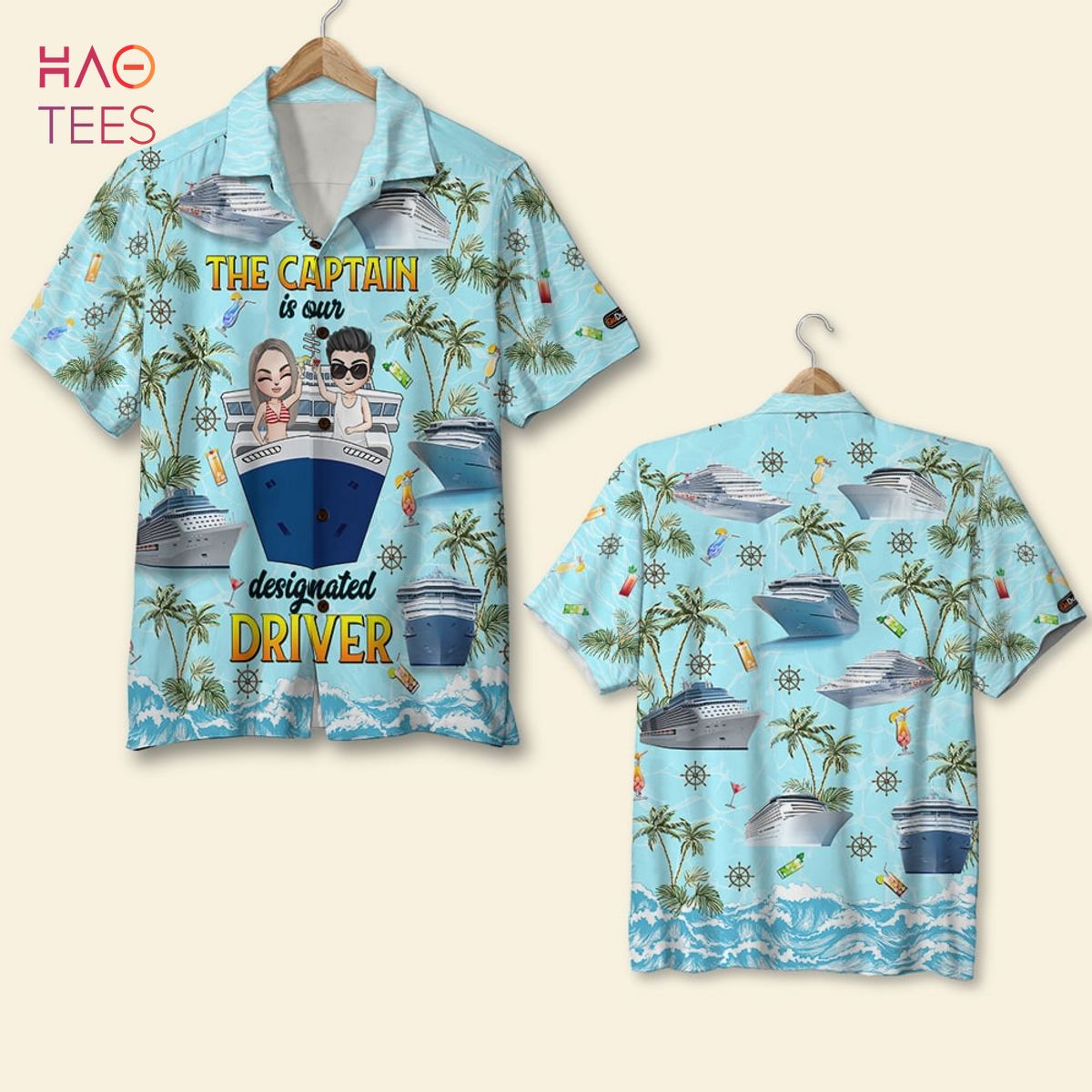 The Captain Is Our Designated Driver, Personalized Hawaiian Shirt and Men Beach Shorts, Gifts for Cruising Lovers The Captain Is Our Designated Driver, Personalized Hawaiian Shirt and Men Beach Shorts, Gifts for Cruising Lovers