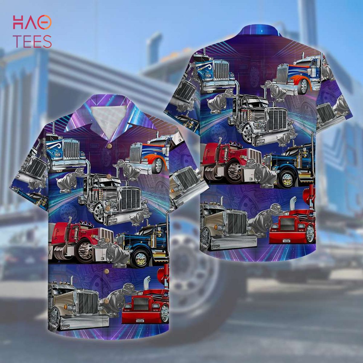 Trucker Hawaiian Shirt, Aloha Shirt POD Design Trucker Hawaiian Shirt, Aloha Shirt POD Design