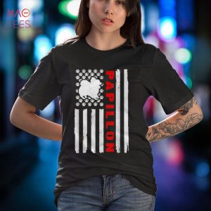 Papillon Patriotic USA Vintage American Flag Dog Lover Shirt