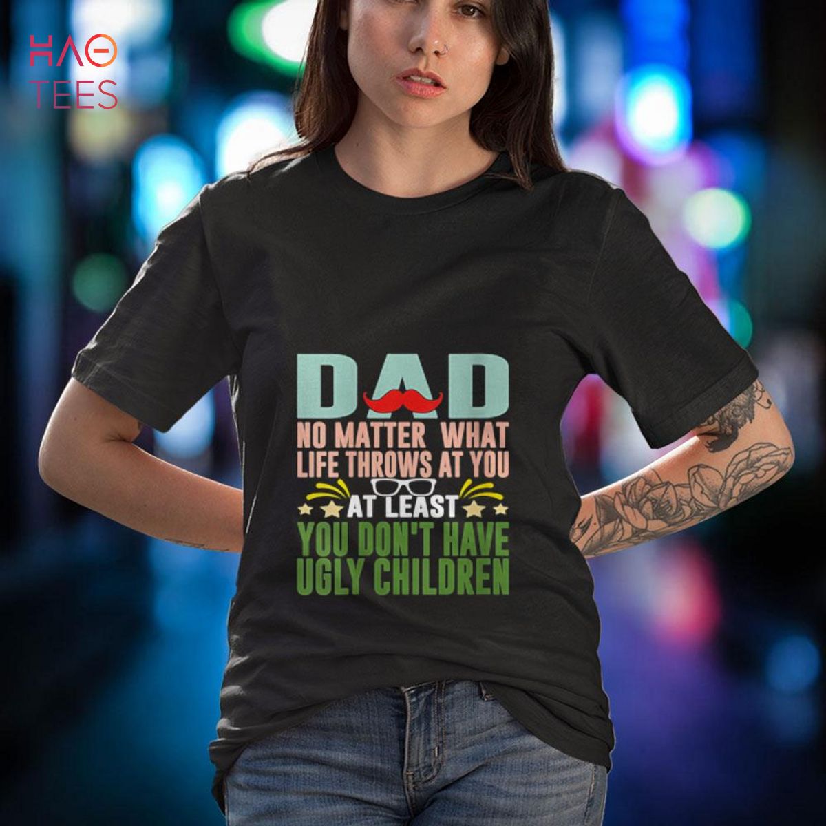 Womens Atleast You Dont Have Ugly Children Family Father's Day Joke V-Neck Womens Atleast You Dont Have Ugly Children Family Father's Day Joke V-Neck
