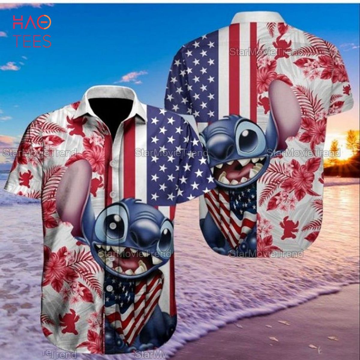 TREND 4th Of July Independence Day American Stitch Cartoon Lilo And Stitch Hawaiian Shirt