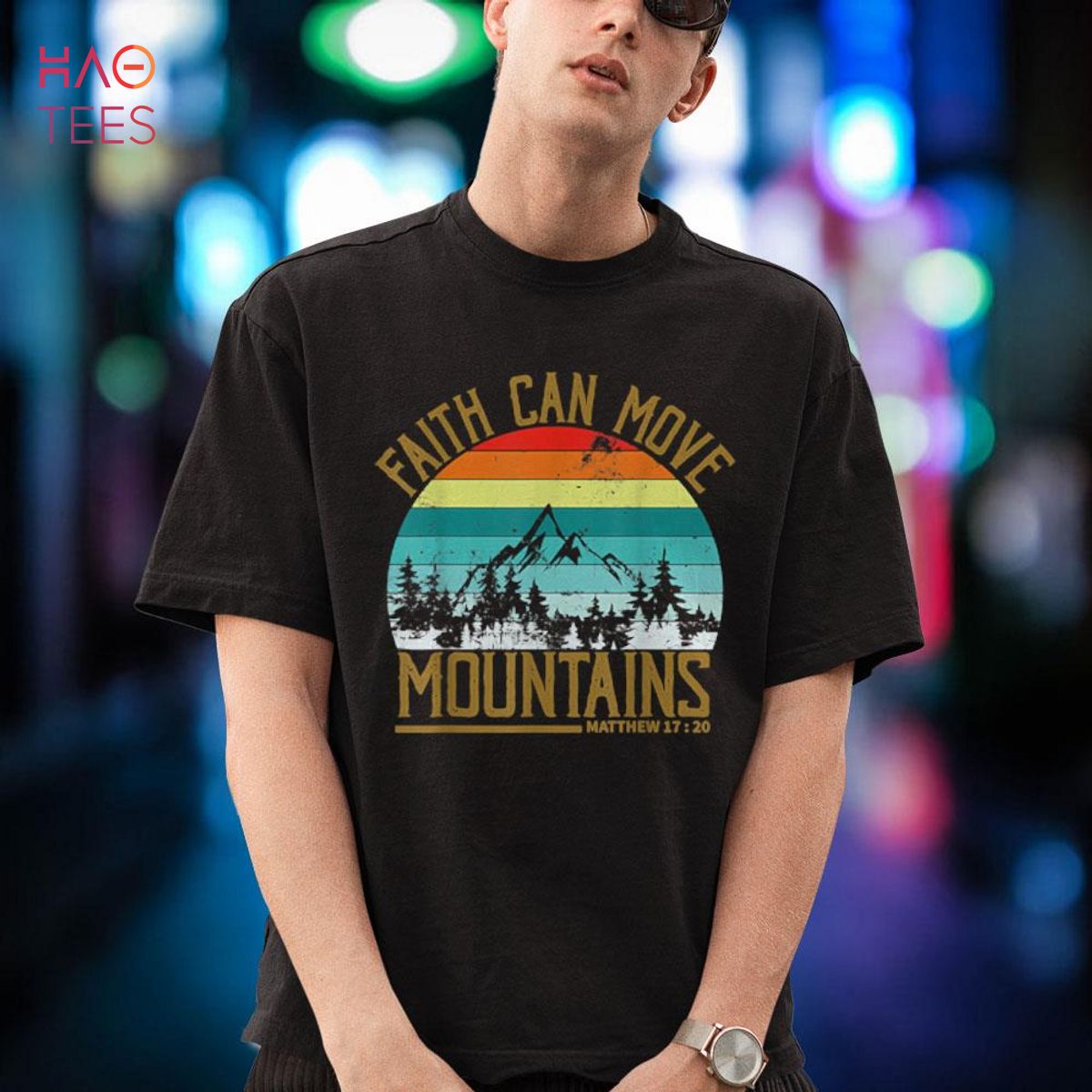 Vintage Retro Sunset Faith Can Move Mountains 1720 Shirt