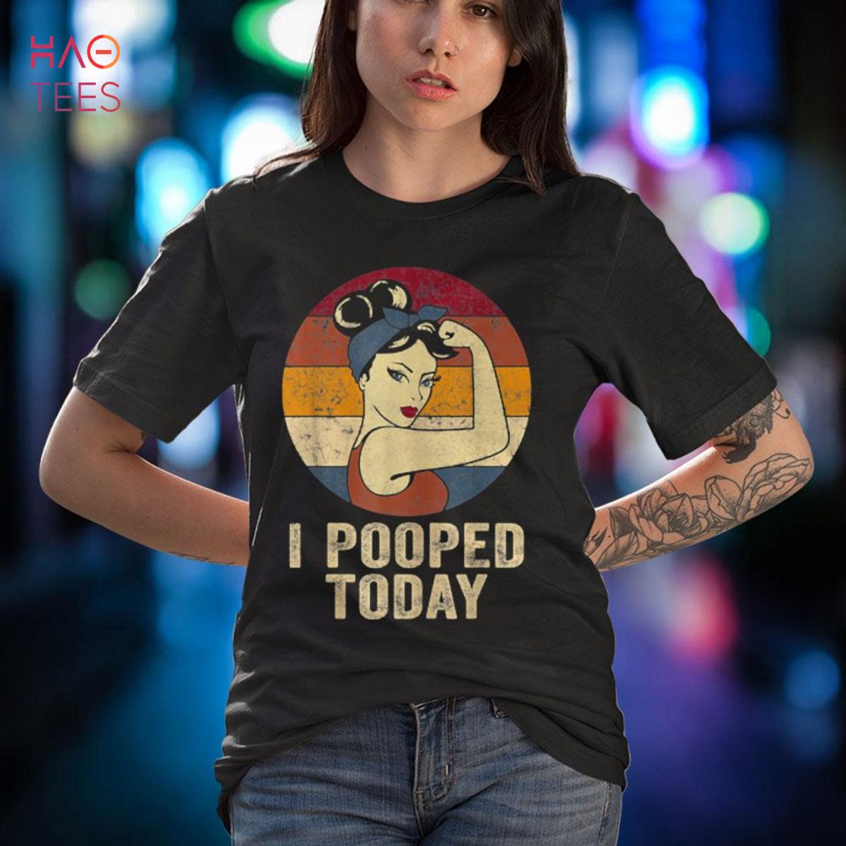 Womens Funny I Pooped Today Shirt Retro Rosie Shirt