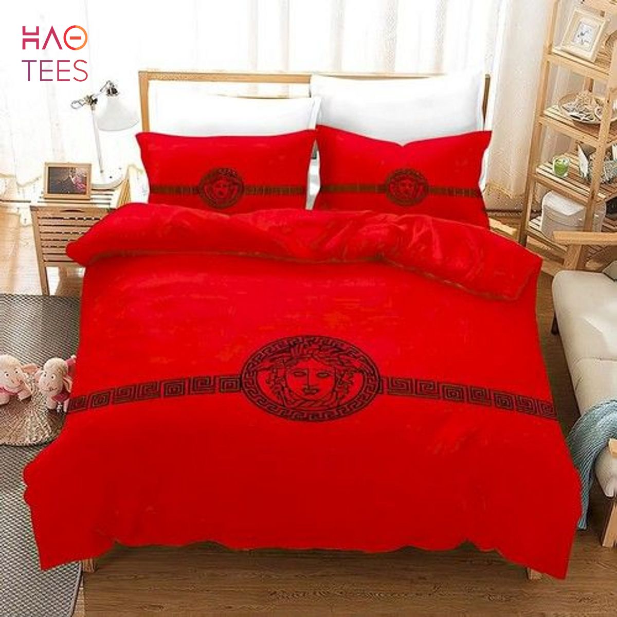 red versace comforter set