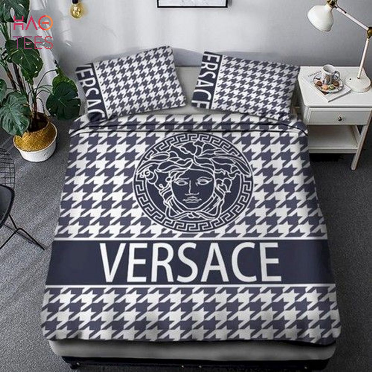 grey versace bedding