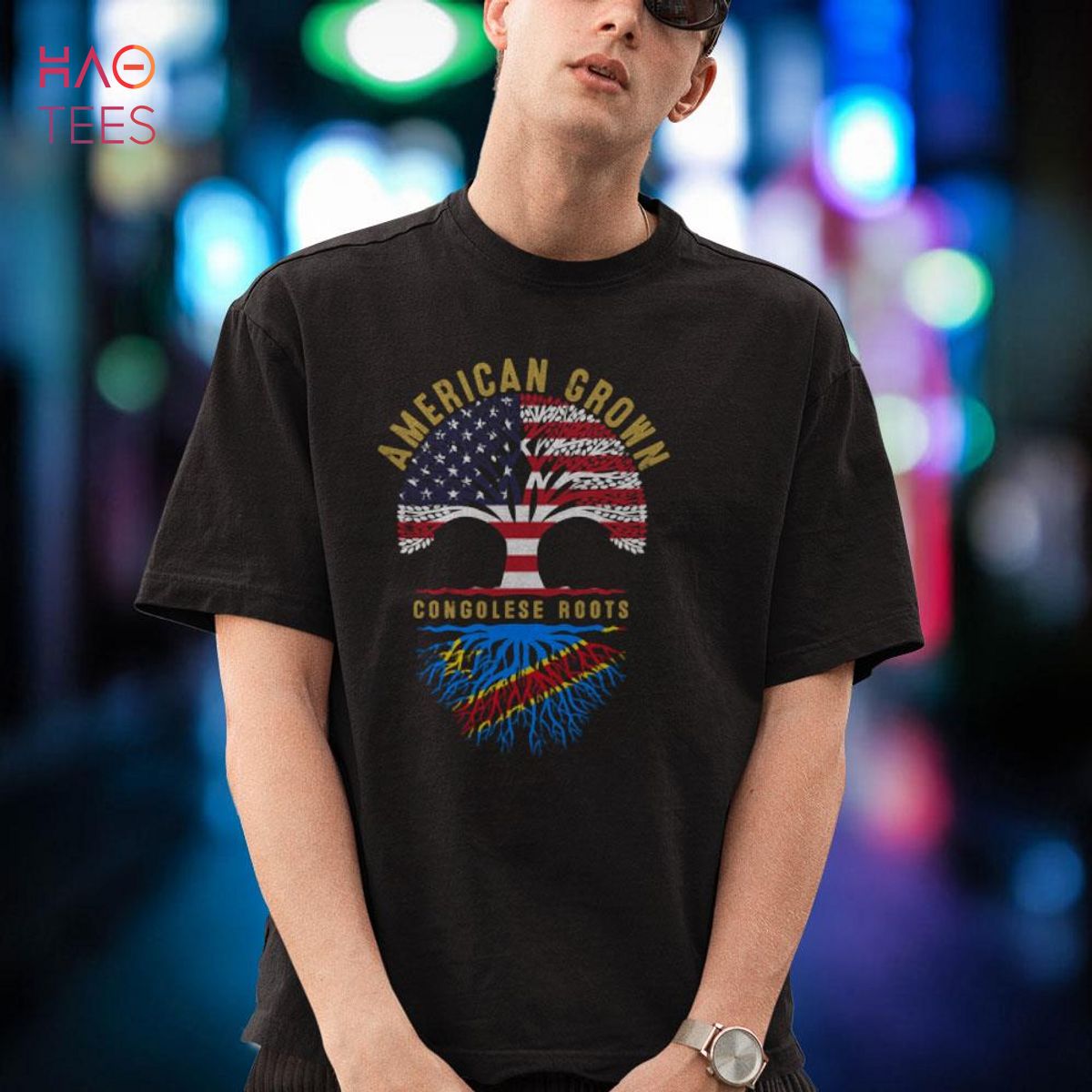 American Grown Congolese Roots Tree Flag Family Heritage Shirt
