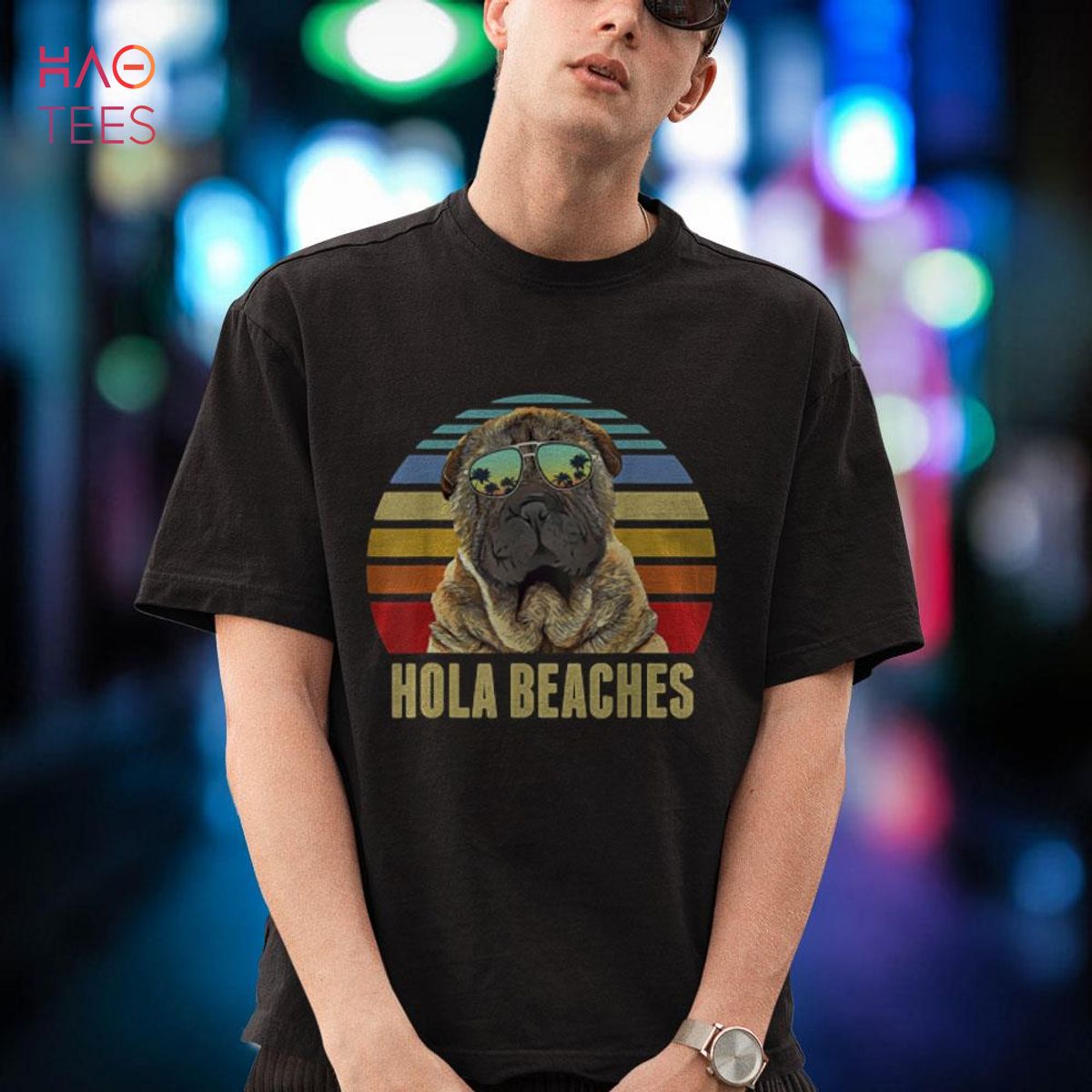 Hola Beaches Chinese Shar-Pei Dog Funny Beach Summer Shirt